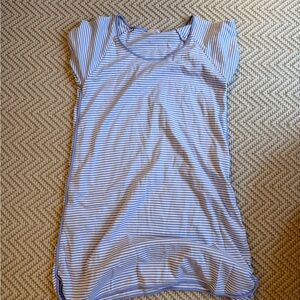 Casual Blue and White Striped Women's Nightgown